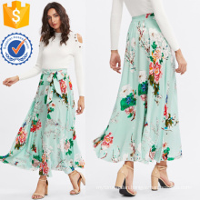 Self Belted Floral Skirt Manufacture Wholesale Fashion Women Apparel (TA3086S)